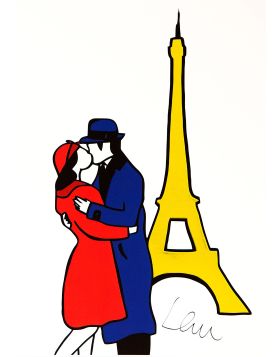 Marco Lodola - Bacio sotto la Tour Eiffel - Screenprint - 2019