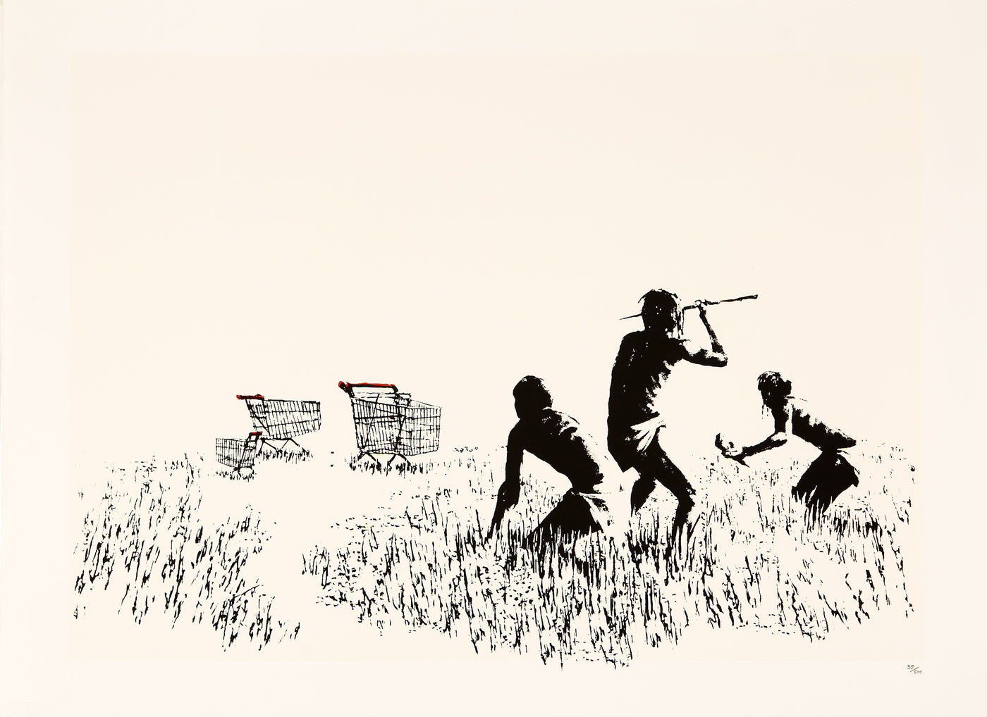Banksy - Trolleys Black and White - 2006 - Unsigned screen print on paper - Edition of 500 pieces