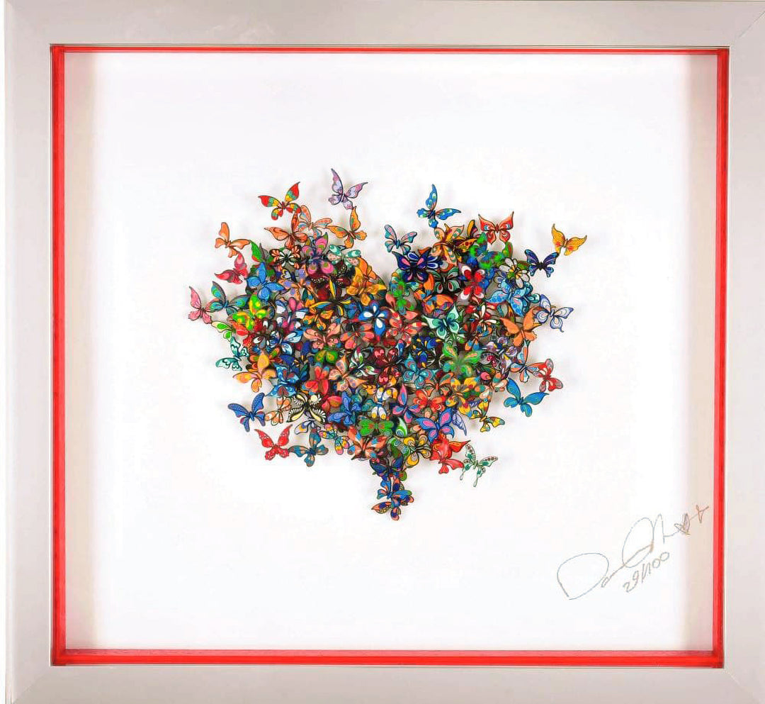 多色刺繍アート作品　believe open the heart David Kracov - My Heart Is All a Flutter Papercut - Signed