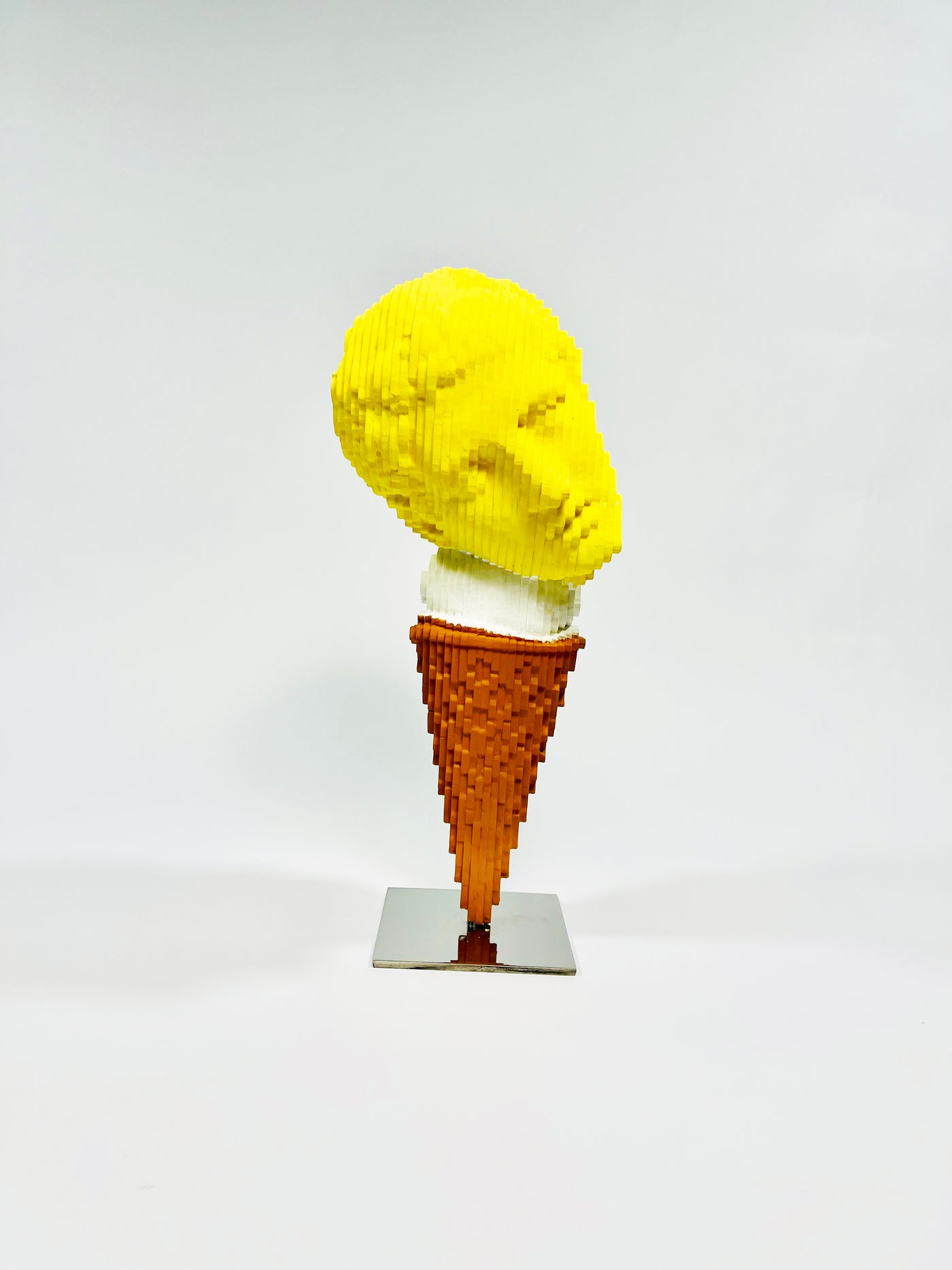 Thologiny (Ice Cream Lemon and Cream)) by Daniele Fortuna - 2023 - Unique wood sculpture - 13x6.3x6.3 in